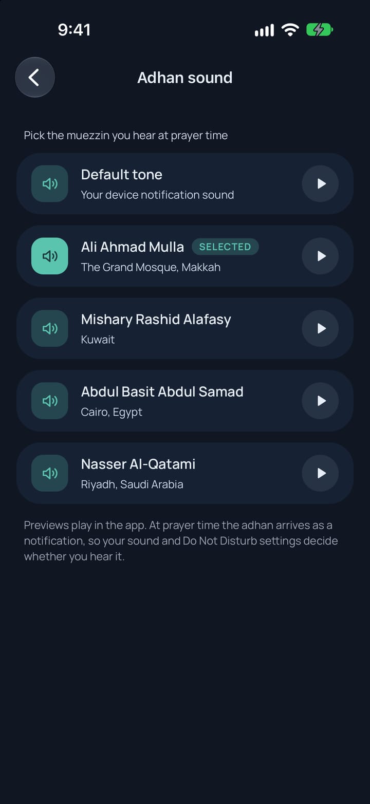 Choosing the muezzin's voice